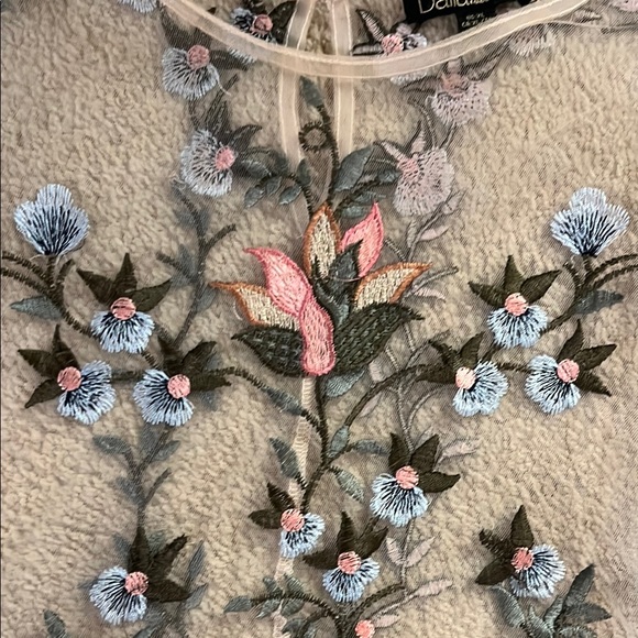 Floral Embroidered Sheer Top - Picture 3 of 4